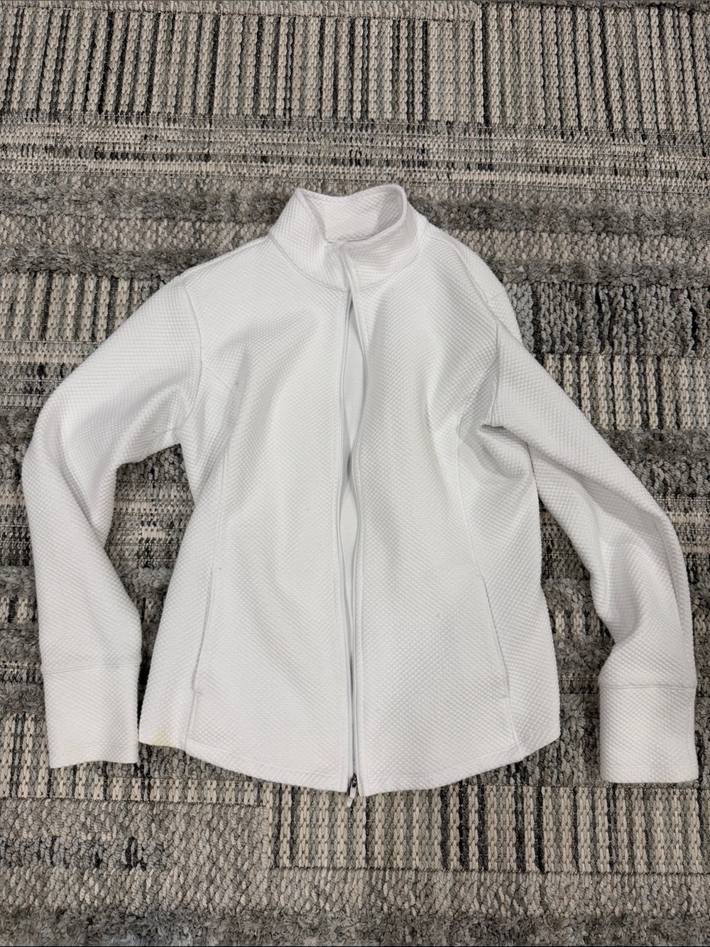 Walter Hagen Women's White Textured Golf Jacket Full Zip Size M Stain
